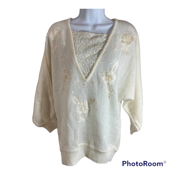 Vintage Bonnie Boerer Ivory Sweater Small - Picture 1 of 6